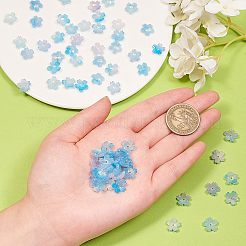セルロースアセテート（樹脂）ビーズキャップ  5花びら  さくら  空色  10.5x11x4.5mm  穴：1mm&nbsp;RESI-CJ0001-221