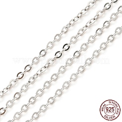 変色防止ロジウムメッキ 925スターリングシルバーフラットアズキチェーン  ハンダ付け  プラチナ  リンク：2x1.5x0.5mm&nbsp;STER-F052-04P