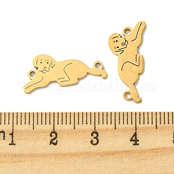 201ステンレススチールコネクタチャーム  レーザー切断  犬のリンク  18KGP本金メッキ  9.5x21x1mm  穴：1.4mm&nbsp;STAS-U003-06G