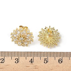 Flower Brass Micro Pave Clear Cubic Zirconia Studs Earrings&nbsp;EJEW-K289-11G