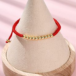 Polyester Cord Braided Bead Bracelets for Women&nbsp;BJEW-L698-04G-01