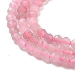 天然マダガスカル ローズクォーツビーズ連売り  多面カット  グレードAA  ラウンド  3mm  穴：0.7mm  約111~128個/連  15.16~15.39''（38.5~39.1センチメートル）&nbsp;G-B088-C09-03