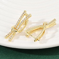 Brass Micro Pave Clear Cubic Zirconia Line Hoop Earrings&nbsp;EJEW-G446-02G