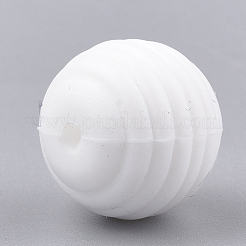 食品グレードの環境に優しいシリコーン焦点ビーズ  ラウンド  ホワイト  15x14mm  穴：2mm&nbsp;SIL-T050-05F