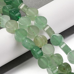 天然石グリーンアベンチュリンビーズ連売り  フラットラウンド  10x5~6mm  穴：1.2mm  約40個/連  15.75インチ（40cm）&nbsp;G-C159-B09-01