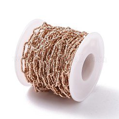 304ステンレススチールペーパークリップチェーン  多面カット  スプールで  溶接されていない  ローズゴールド  17x7x1.5mm  約16.40フィート（5m）/ロール&nbsp;CHS-A007-01RG