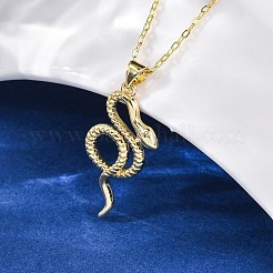 女性用真鍮スネークペンダントアズキチェーンネックレス  18KGP本金メッキ  17.52インチ（44.5cm）  ペンダント：31x16mm&nbsp;LS-NJEW-S438-01A-G