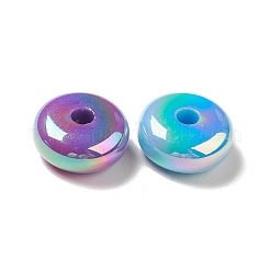 UVメッキ不透明レインボー虹色アクリルビーズ  フラットラウンド  ミックスカラー  16x7mm  穴：3.7mm&nbsp;PACR-D069-03