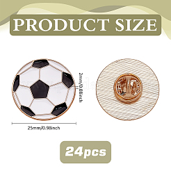 合金ブローチ24個  エナメルピン  バックパック用生地  サッカー  25x2mm&nbsp;JEWB-FG0001-25B
