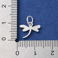 スターリングシルバーの昆虫チャーム925個  丸カン付き  シルバーカラー  トンボ  10x12x1.6mm  穴：3.8mm&nbsp;STER-E071-05S-05