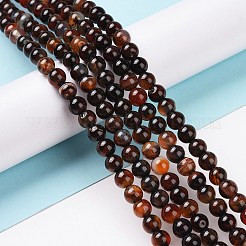 天然石瑪瑙ビーズ連売り  ラウンド  染め＆加熱  チョコレート  6mm  穴：1mm  約64個/連  14.5インチ&nbsp;G-D845-02-6mm