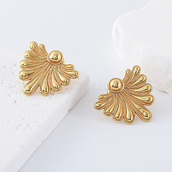 304 Stainless Steel Fan-Shaped Flower Stud Earrings for Women&nbsp;CO6863