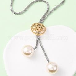 304 Stainless Steel Tree of Life Lariat Necklaces for Women&nbsp;NJEW-B149-04GP-02