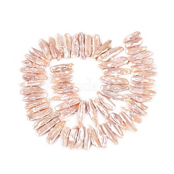 天然バロックケシパールビーズ連売り  養殖淡水パール  琵琶パール  平たい棒状の真珠  桃パフ  11.5~37x4~12x2.5~8mm  穴：0.5mm  約63~76個/連  14.96~15.55インチ（38~39.5cm）&nbsp;PEAR-S020-H12B