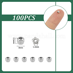 304ステンレススチールビーズ100個  花  ステンレス鋼色  3x3x2.5mm  穴：1.2mm&nbsp;FIND-UN0016-19