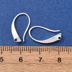 真鍮のピアスフック  カドミウムフリー＆鉛フリー  925銀メッキ  16.5x3mm  穴：1mm  ピン：0.8mm&nbsp;LS-KK-G604-03S