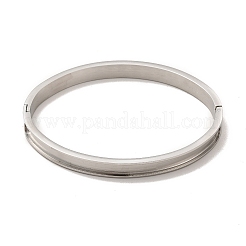 Egg Shaped 201 Stainless Steel Grooved Hinged Bangles&nbsp;LS-STAS-G306-04P