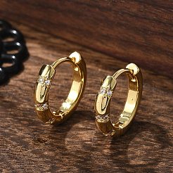 Sparkling Cubic Zirconia Huggie Hoop Earrings for Girl Women&nbsp;EJEW-H126-15G