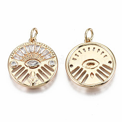 Brass Micro Pave Clear Cubic Zirconia Pendants&nbsp;KK-S356-226G-NF