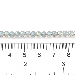 透明電気メッキガラスビーズ連売り  パール光沢メッキ  ラウンド  アクア  4mm  穴：0.7mm  約101個/連  14.57~14.96''（37~38センチメートル）&nbsp;GLAA-T032-T4mm-C04