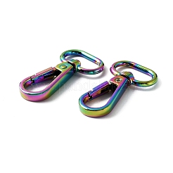 レインボーカラーアロイスイベルクラスプ  DIYバッグストラップ用  48x25x6mm  穴：19.5x10mm&nbsp;FIND-WH0116-18M