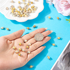 80Pcs 8 Colors Glass Pearl Round Connector Charms&nbsp;PALLOY-TA00262