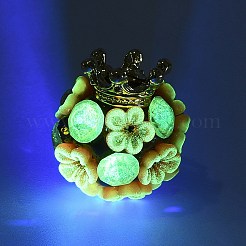 Luminous Glow in the Dark Polymer Clay Pave Rhinestone Round Beads with Resin Flower&nbsp;CLAY-D007-01