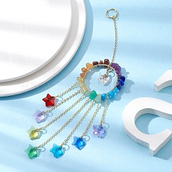 Glass Star Pendant Decorations&nbsp;HJEW-JM01246-02