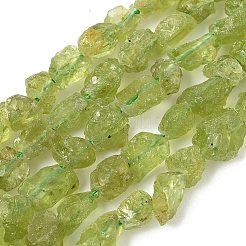 未加工の天然ペリドットビーズ連売り  ナゲット  グレードA  7~12x4~10x3~8mm  穴：1mm  約46~52個/連  15.35~15.94''（39~40.5センチメートル）&nbsp;G-M453-C02