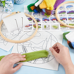Flower Hanging Painting Needle Felting Kit for Beginners&nbsp;DIY-WH0304-983