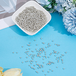 ガラスシードビーズ50g  メタリックカラースタイル  ラウンド  銀  8/0  3mm  穴：1mm&nbsp;SEED-PA0001-36B-01