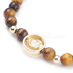 Faceted Round Natural Tiger Eye & Lapis Lazuli & Amethyst Beads Stretch Bracelets Set&nbsp;BJEW-JB07082