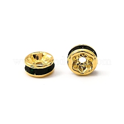 真鍮製A級ラインストーンスペーサービーズ  黄金メッキ  ロンデル  ニッケルフリー  エメラルド  6x3mm  穴：1mm&nbsp;RSB036NF-12G