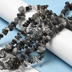 天然ルチルクォーツチップビーズ連売り  5~8x5~8mm  穴：1mm  約31.5インチ&nbsp;G-M205-57-01