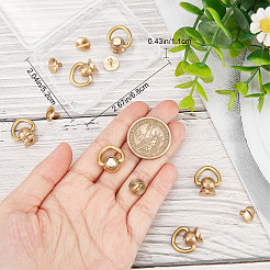 6Pcs Brass 360 Degree Rotate Ball Post D Ring Screwback Rivets&nbsp;KK-GF0001-13