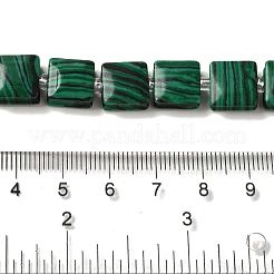 合成マラカイトビーズ連売り  正方形  シードビーズで  10~10.5x10~10.5x5~5.5mm  穴：1.6mm  約32個/連  15.16~15.35インチ（38.5~39cm）&nbsp;G-L596-A02-01