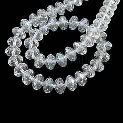 ガラスビーズ連売り  パール光沢メッキ  クリスタルのサンキャッチャー  ファセットロンデル  透明  10x7mm  穴：1mm  約70~72個/連  18インチ&nbsp;X-GR10MMY-01L