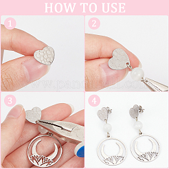 48Pcs 6 Styles Textured Heart 304 Stainless Steel Stud Earring Findings&nbsp;STAS-SP0001-48