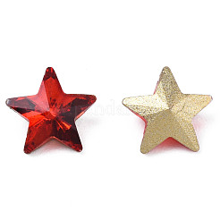 ガラスラインストーンカボション  ネイルアートの装飾の付属品  多面カット  スター  レッド  7.5x8x3.5mm&nbsp;MRMJ-N029-04B-09