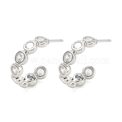 Brass Micro Pave Clear Cubic Zirconia Stud Earrings&nbsp;EJEW-G452-07P