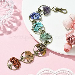 Flat Round with Tree of Life Tibetan Style Alloy Pendant Decorations&nbsp;HJEW-JM01742-02