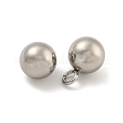 変色しない201ステンレススチールチャーム  丸いチャーム  ステンレス鋼色  9x6x6mm  穴：1.8mm&nbsp;STAS-O004-09D-P