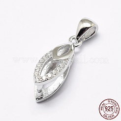 Anti-Tarnish Rhodium Plated 925 Sterling Silver Micro Pave Cubic Zirconia Pendant Bails&nbsp;STER-E053-35P