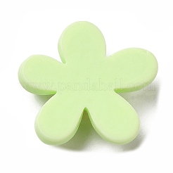 オペーク樹脂カボション  艶消し  花  薄緑  23.5x23.5x7mm&nbsp;CRES-M021-02F