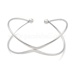 304ステンレススチール製カフバングル  女性のためのトルクバングル  ステンレス鋼色  内径：2-3/8インチ（6.05cm）&nbsp;BJEW-L682-033P