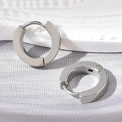変色しにくい202ステンレススチール製フープピアス  316ステンレスピン付き  厚手フープピアス  リング形状  プラチナ  13x14x3mm  ピン：1mm&nbsp;EJEW-O087-09A-P