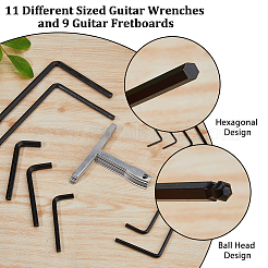 鉄製ギタートラスロッドレンチ1セット  1セットのステンレススチールギター指板半径ゲージ付き  ミックスカラー  47~125x16~75x1.5~5.5mm&nbsp;TOOL-FI0001-01