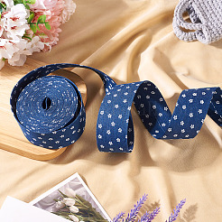 ポリエステルリボン  洋服アクセサリー  マリンブルー  花  1-5/8インチ（40mm）&nbsp;OCOR-TAC0023-38A