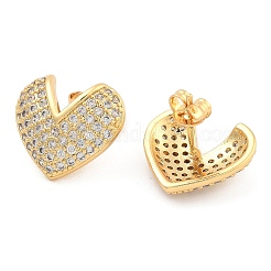 Brass Pave Clear Cubic Zirconia Stud Earrings&nbsp;EJEW-U005-09G