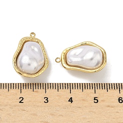 304ステンレススチール、ABSプラスチックパールペンダント  真空めっき  18KGP本金メッキ  ナゲット  21x15x10.5mm  穴：1.5mm&nbsp;STAS-G371-01G-05